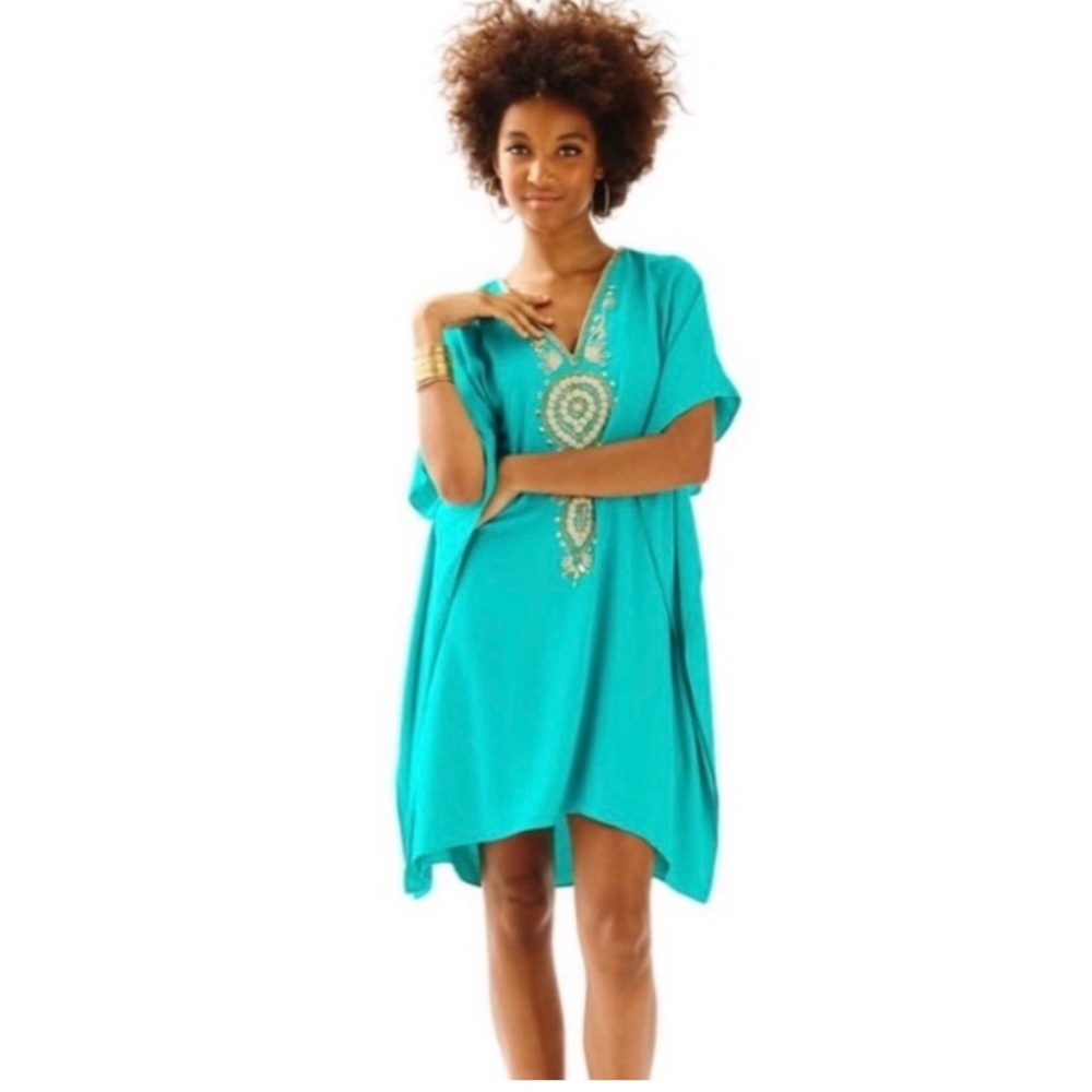 Lilly Pulitzer Chai Caftan in Agate Green gold $238 XXS/XS